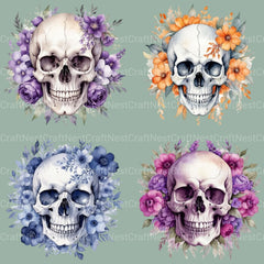 Skulls Floral Clipart Bundle 1 - CraftNest - Digital Crafting and Art