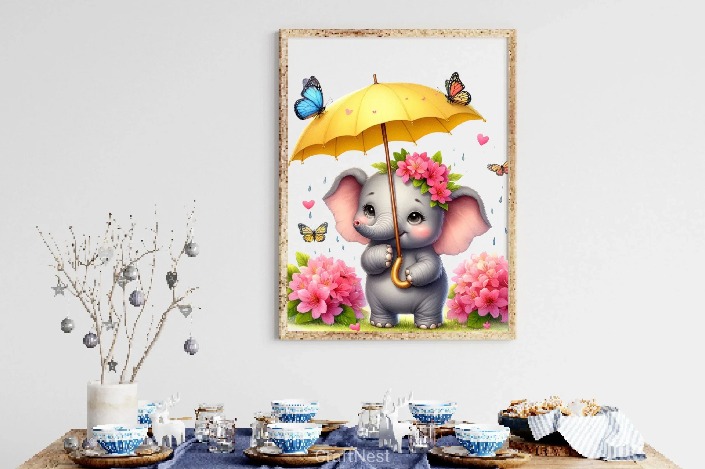 Cute Elephant Under The Rain Clipart Bundle - CraftNest - Digital Crafting and Art