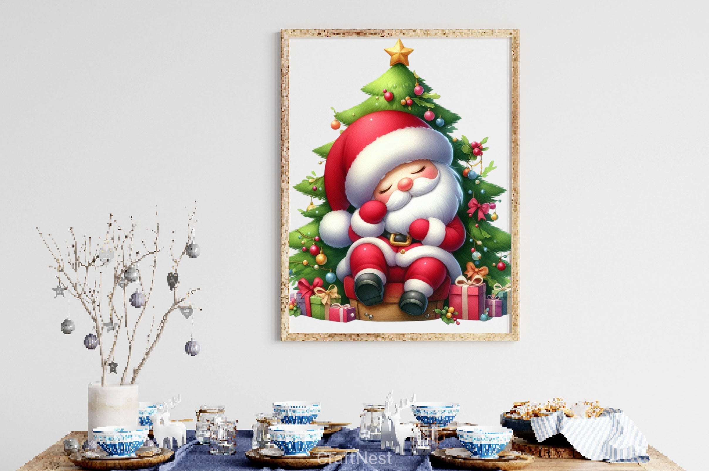 Sleeping Christmas Santa Claus Clipart Bundle 2 - CraftNest - Digital Crafting and Art