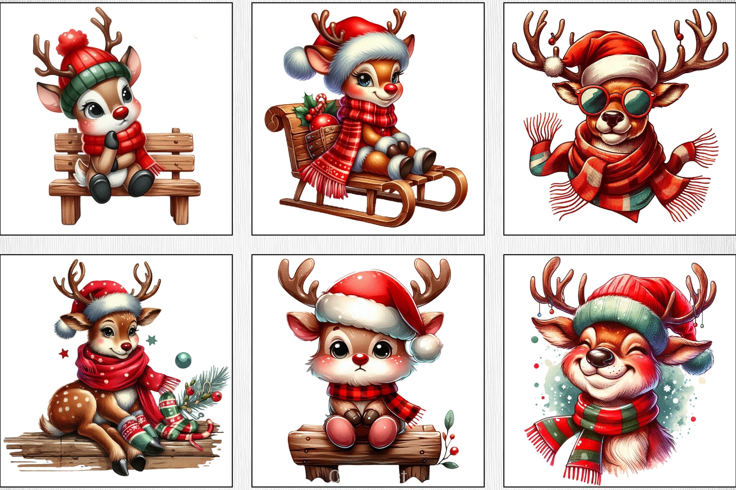 Christmas Reindeer Clipart Bundle 7 - CraftNest - Digital Crafting and Art