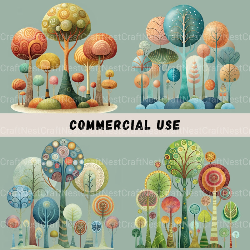 Quirky Trees Clipart Bundle - CraftNest - Digital Crafting and Art