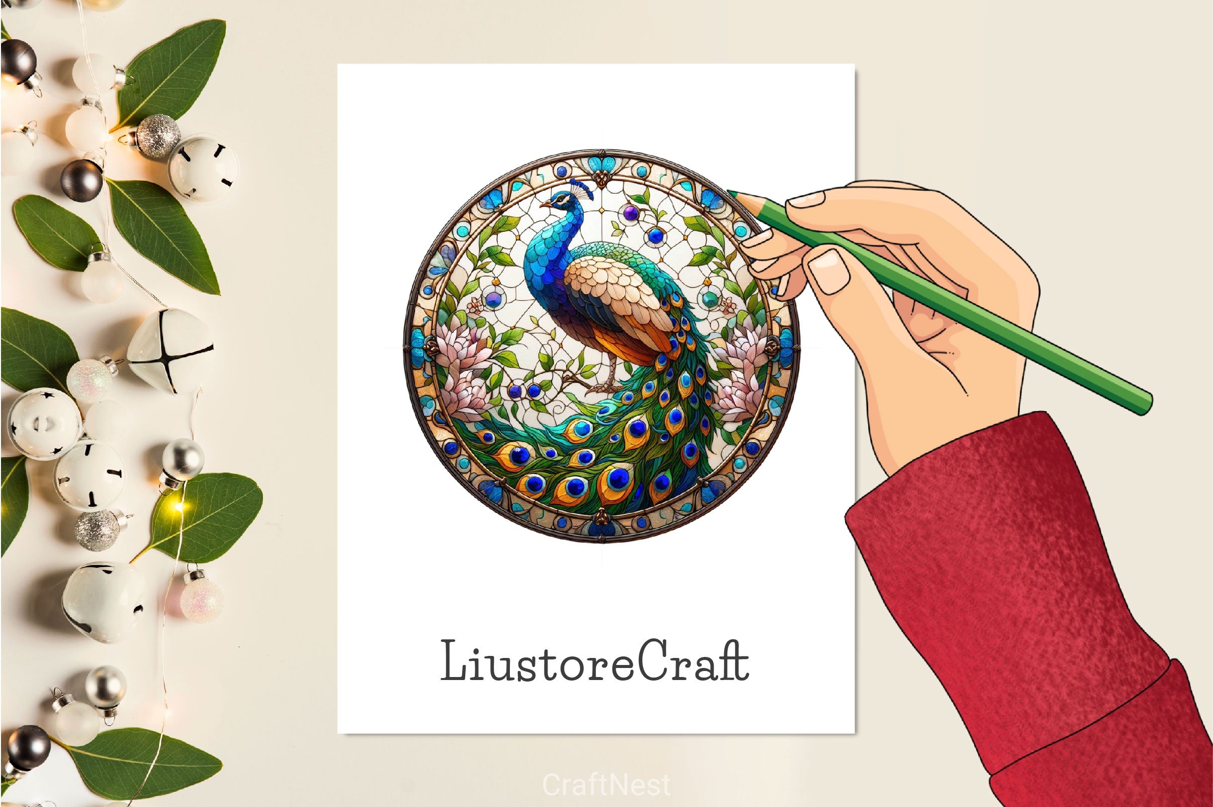 Stained Glass Peacock Wind Spinner Clipart Bundle - CraftNest - Digital Crafting and Art