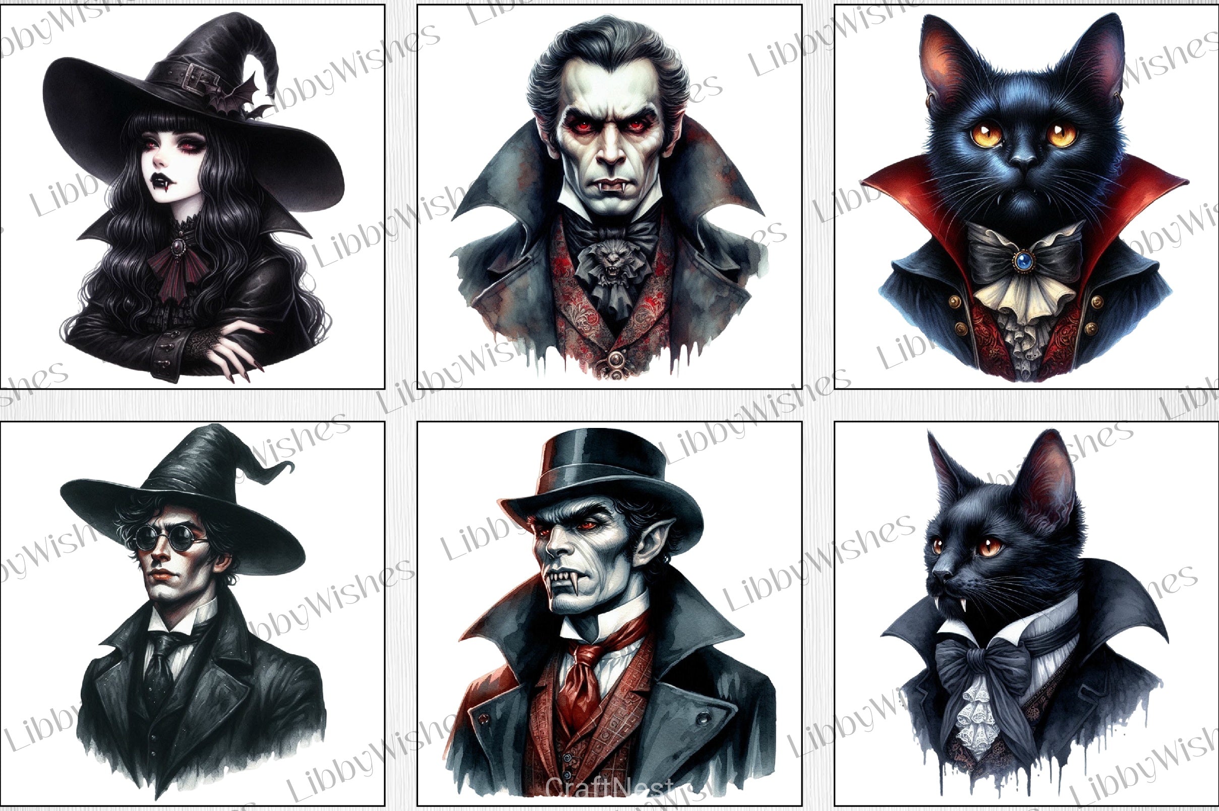 Vintage Vampire Clipart Bundle - CraftNest - Digital Crafting and Art
