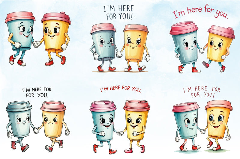 Kawaii Couple Coffee Clipart Bundle - CraftNest - Digital Crafting and Art