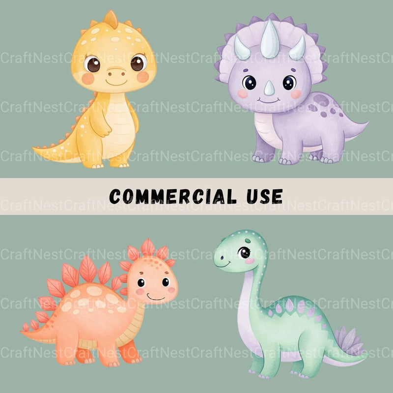 Cute Dinosaurs Clipart Bundle - CraftNest - Digital Crafting and Art
