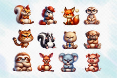 Funny Grumpy Animals Clipart Bundle 2 - CraftNest - Digital Crafting and Art