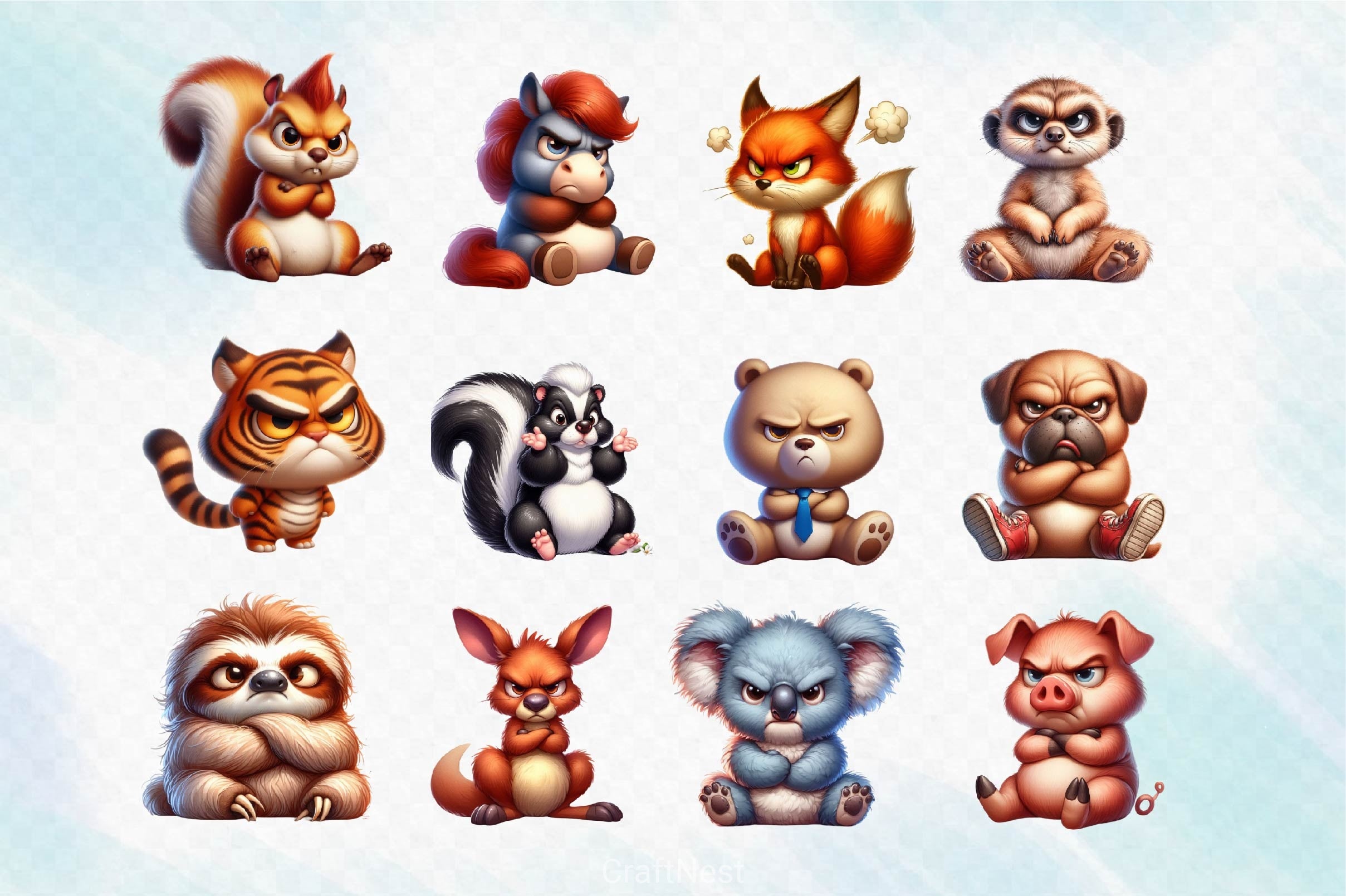 Funny Grumpy Animals Clipart Bundle 2 - CraftNest - Digital Crafting and Art
