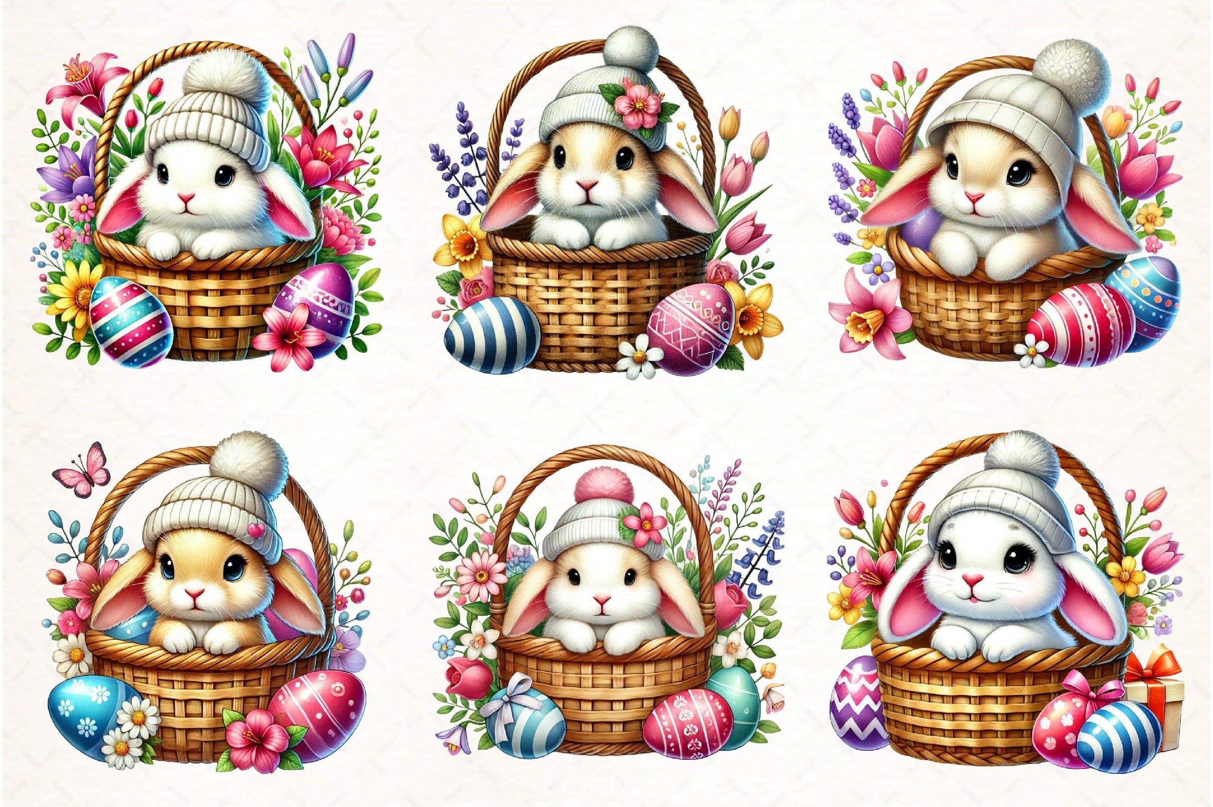 Easter Bunnies Clipart Bundle - CraftNest - Digital Crafting and Art