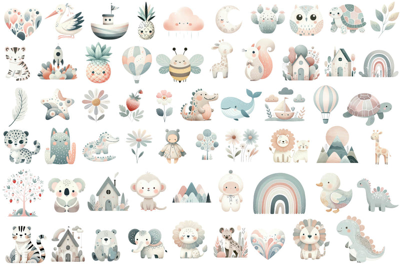 Boho Doodle Baby Clipart Bundle - CraftNest - Digital Crafting and Art