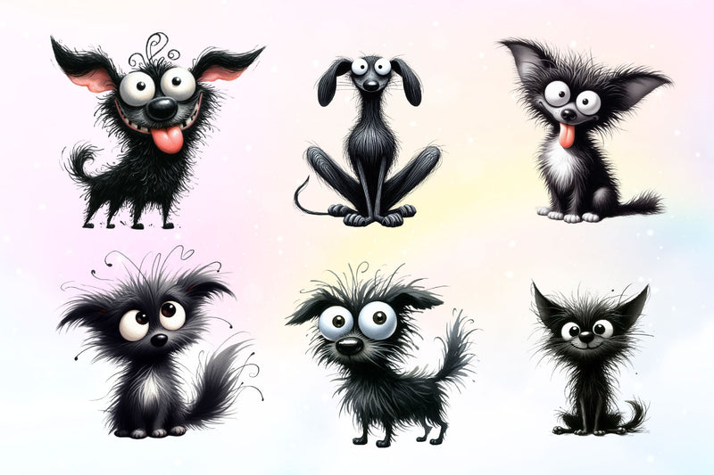 Funny Black Dogs Clipart Bundle - CraftNest - Digital Crafting and Art