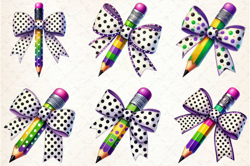 Mardi Gras Pencil Bow Clipart Bundle - CraftNest - Digital Crafting and Art