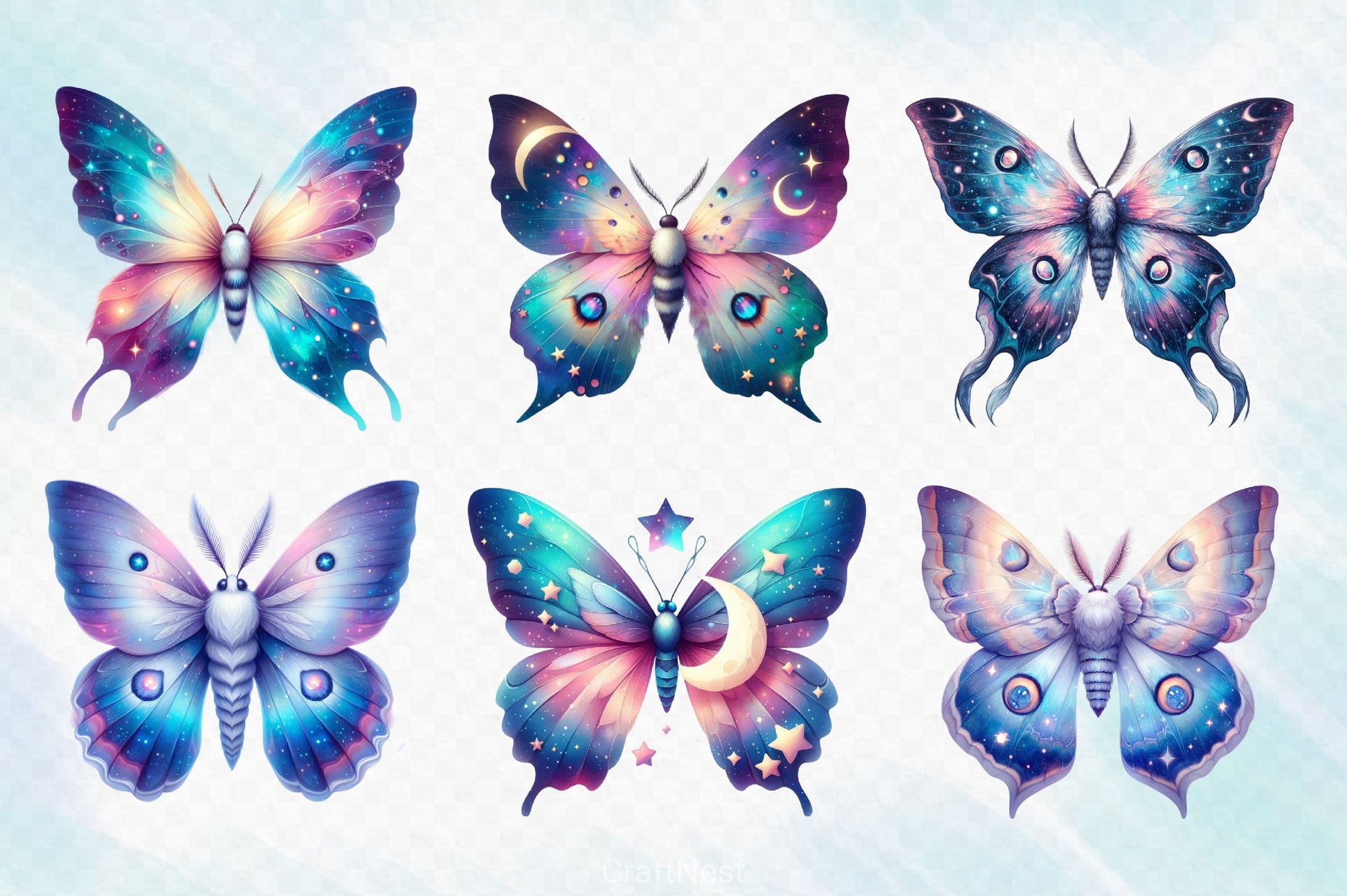 Celestial Moth Clipart Bundle - CraftNest - Digital Crafting and Art