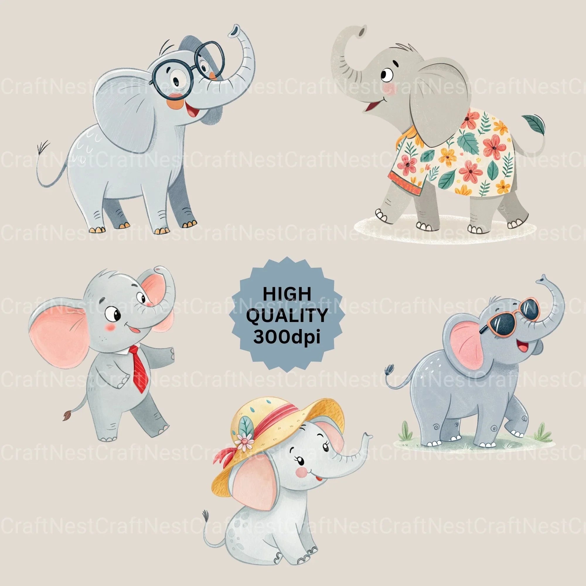 Elephant Clipart Bundle - CraftNest - Digital Crafting and Art