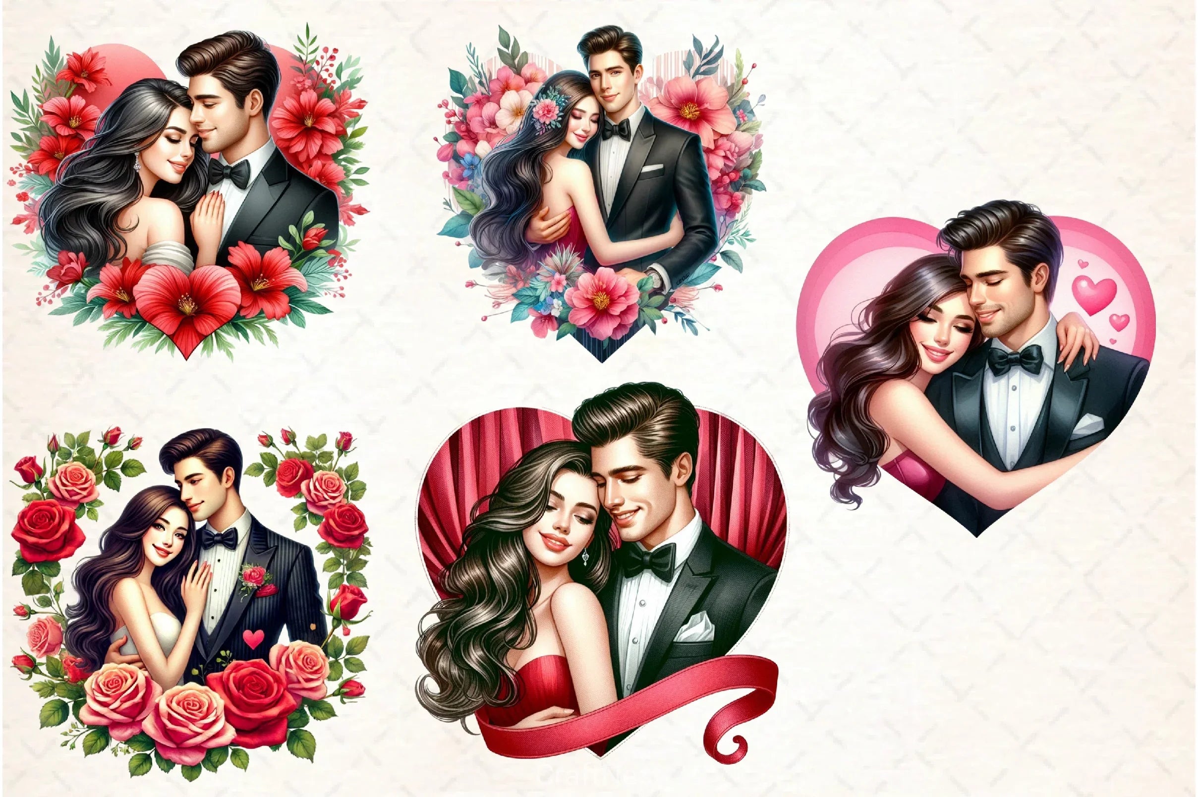 Romantic Couple Valentine Clipart Bundle - CraftNest - Digital Crafting and Art