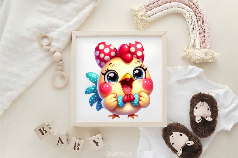 Polka Dot Chickens Bow Clipart Bundle 2 - CraftNest - Digital Crafting and Art