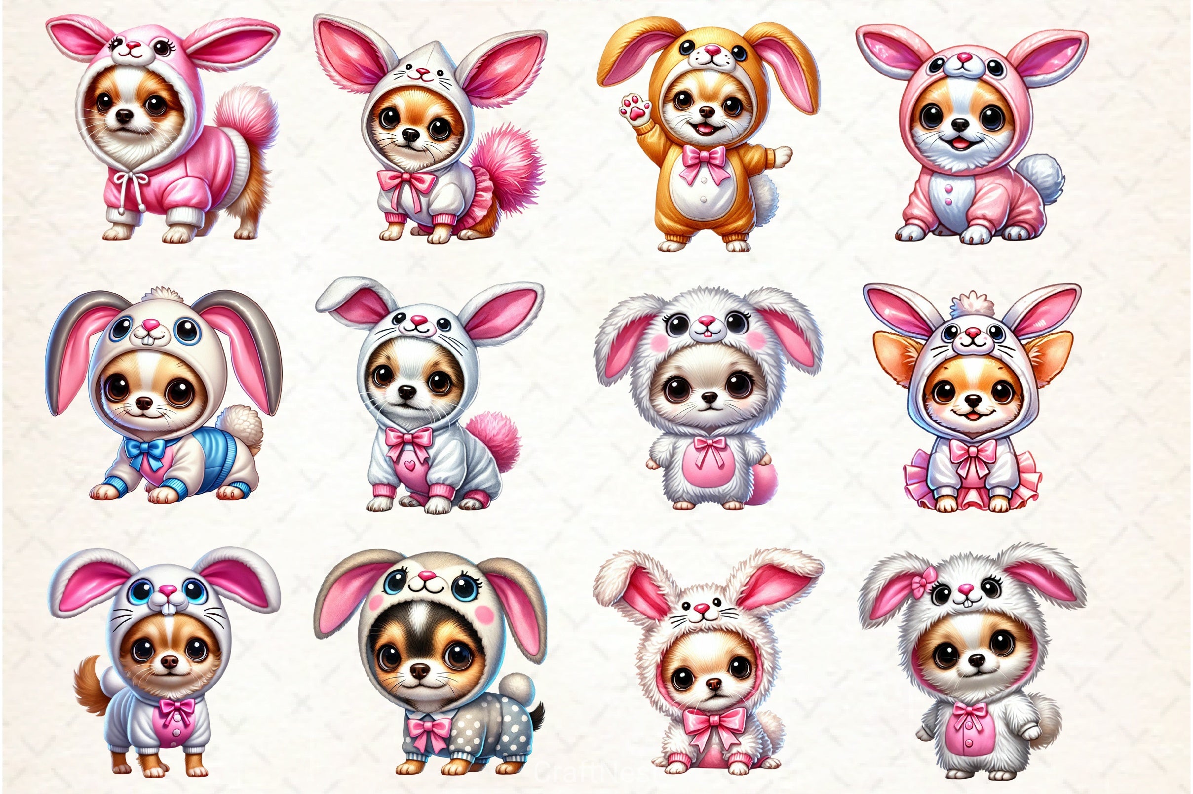 Chihuahua Bunny Outfit Clipart Bundle - CraftNest - Digital Crafting and Art