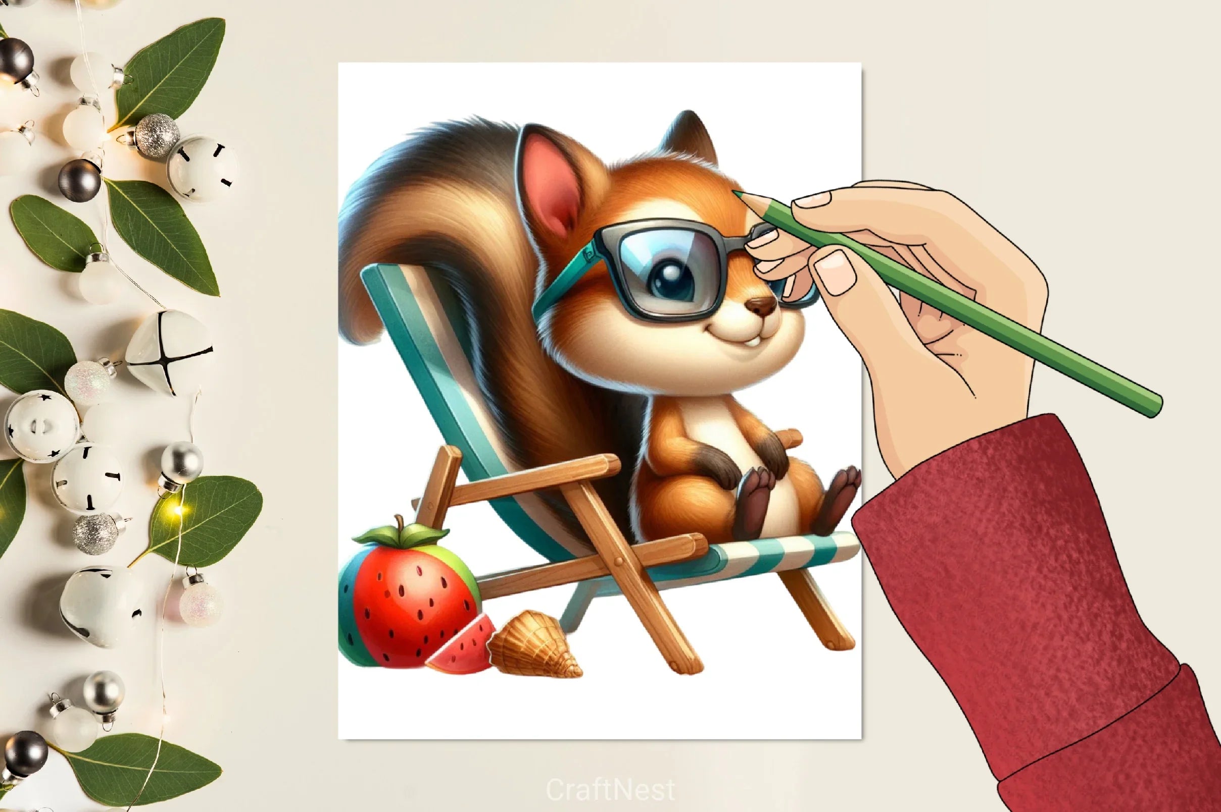 Cute Squirrel Beach Clipart Bundle - CraftNest - Digital Crafting and Art