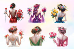 Beautiful Woman Rear View Clipart Bundle 2 - CraftNest - Digital Crafting and Art