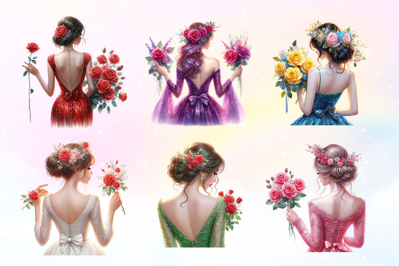 Beautiful Woman Rear View Clipart Bundle 2 - CraftNest - Digital Crafting and Art