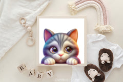 Cute Cat Peeking Clipart Bundle - CraftNest - Digital Crafting and Art