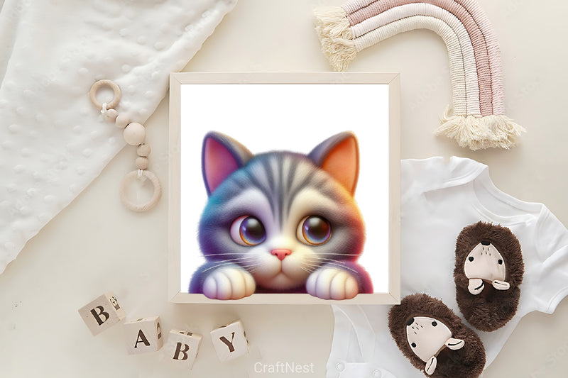 Cute Cat Peeking Clipart Bundle - CraftNest - Digital Crafting and Art