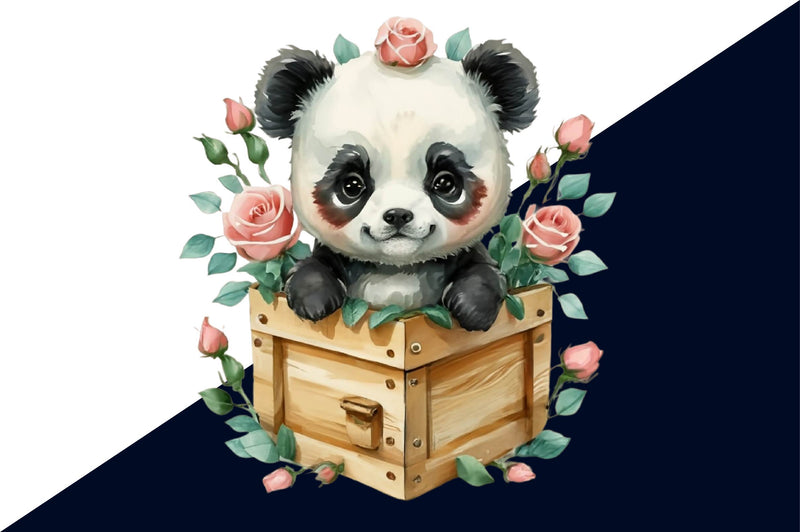 Panda In A Wooden Box Clipart Bundle - CraftNest - Digital Crafting and Art