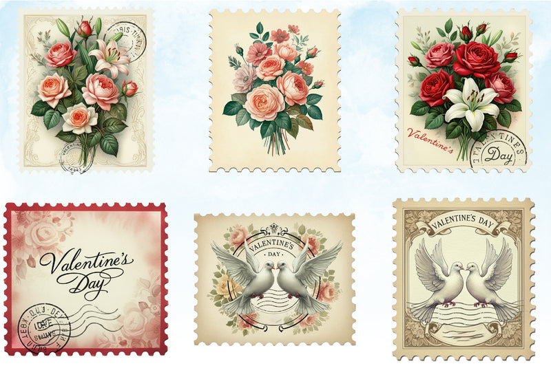 Victorian Valentine Stamps Clipart Bundle - CraftNest - Digital Crafting and Art