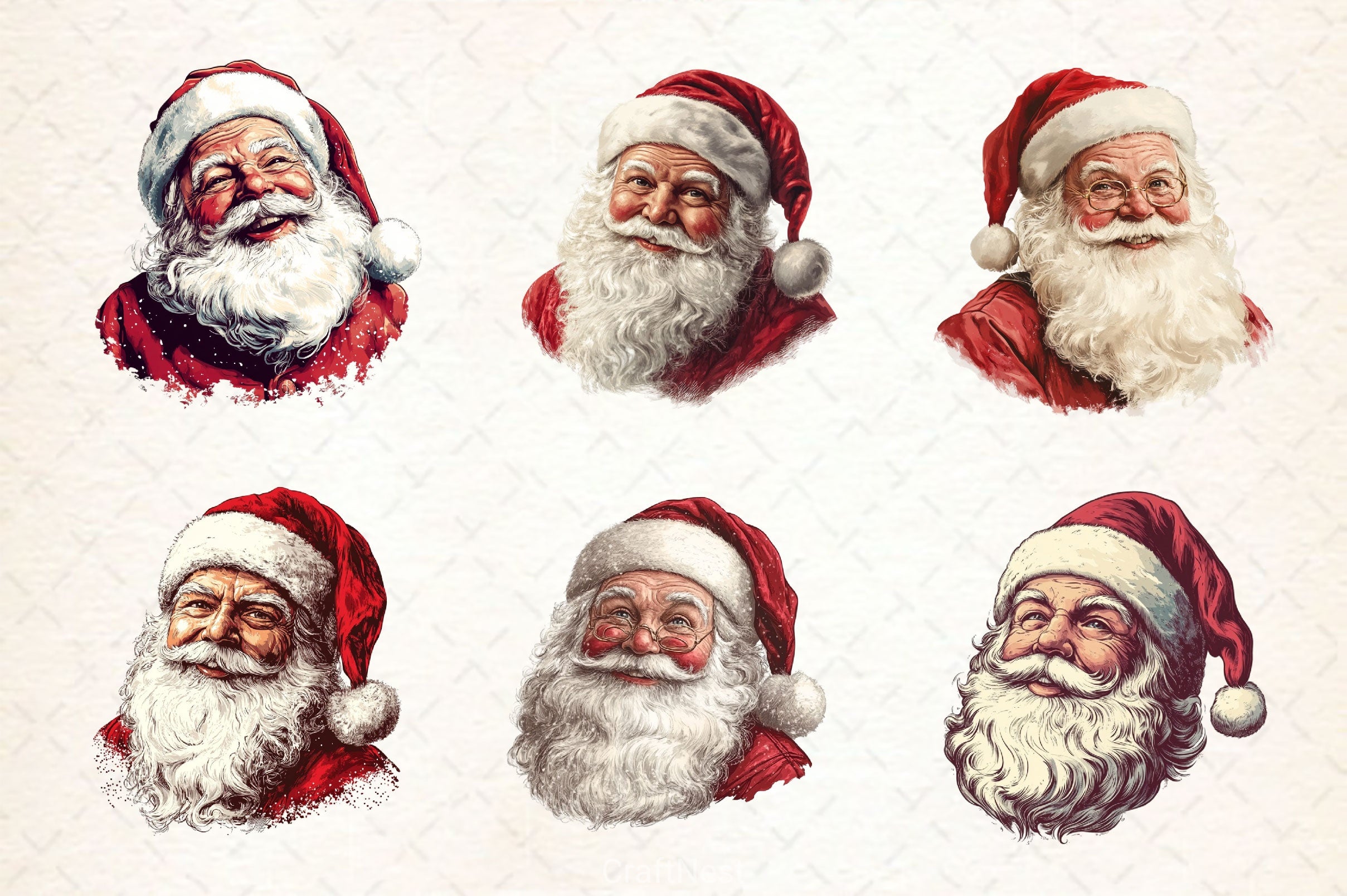 Vintage Santa Claus Christmas Clipart Bundle - CraftNest - Digital Crafting and Art