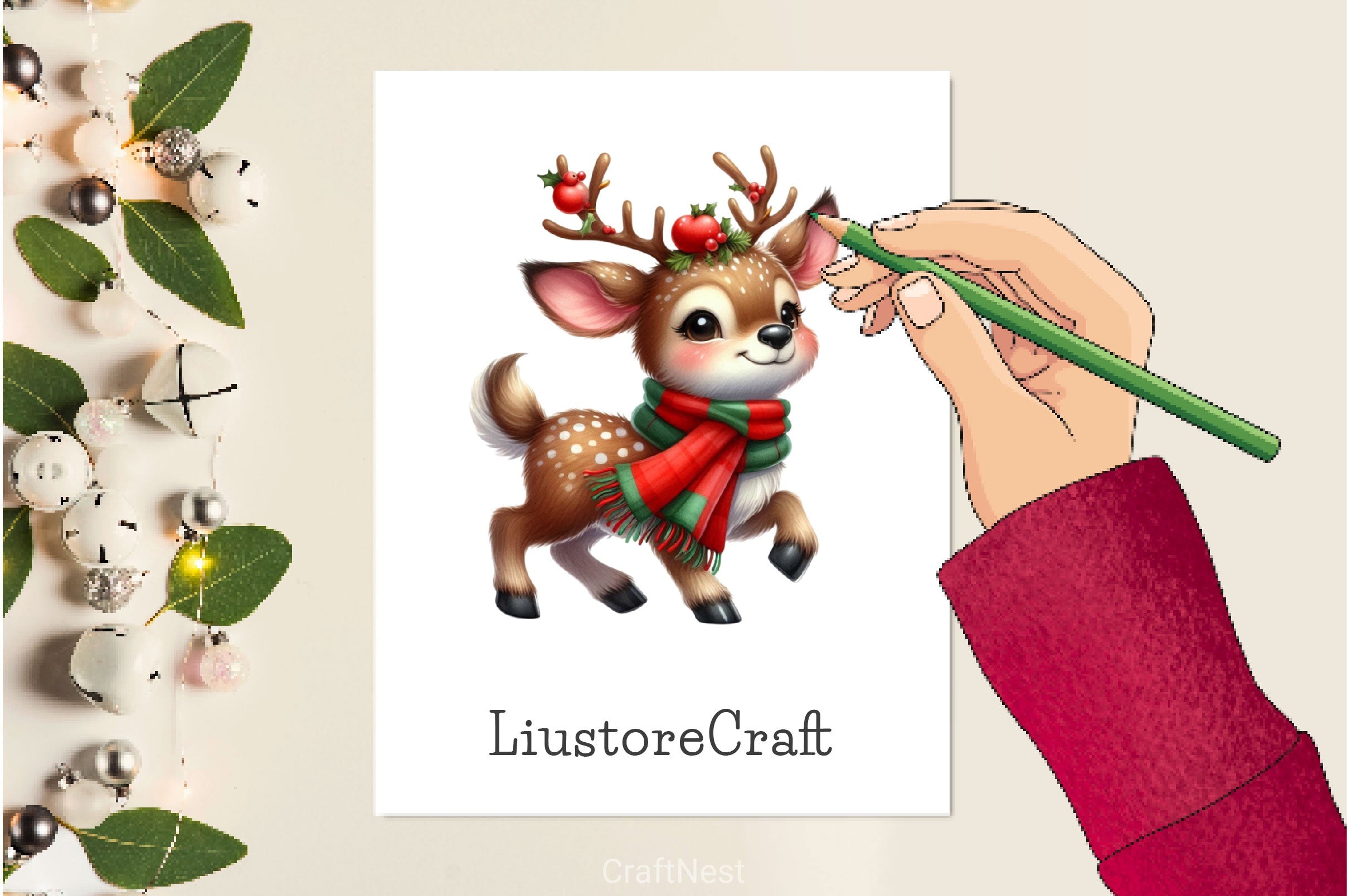 Funny Christmas Reindeer Clipart Bundle 6 - CraftNest - Digital Crafting and Art
