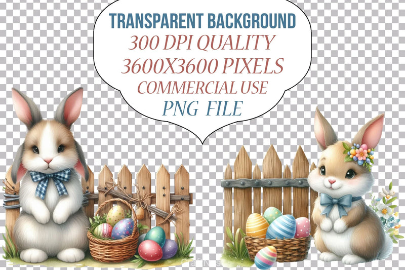 Easter Bunny Fence Clipart Bundle - CraftNest - Digital Crafting and Art