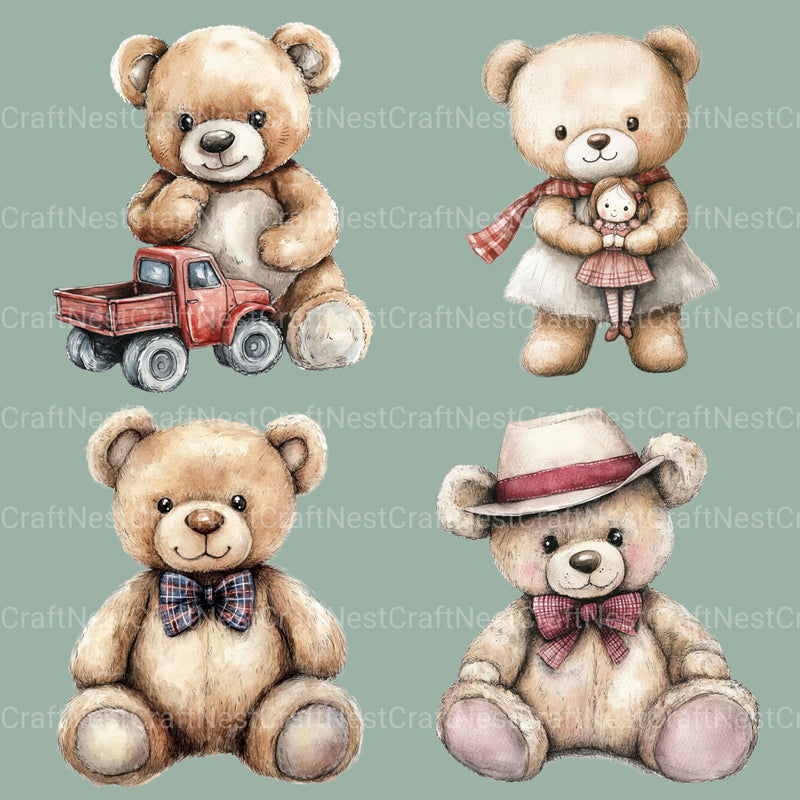 Teddy Bear Clipart Bundle - CraftNest - Digital Crafting and Art