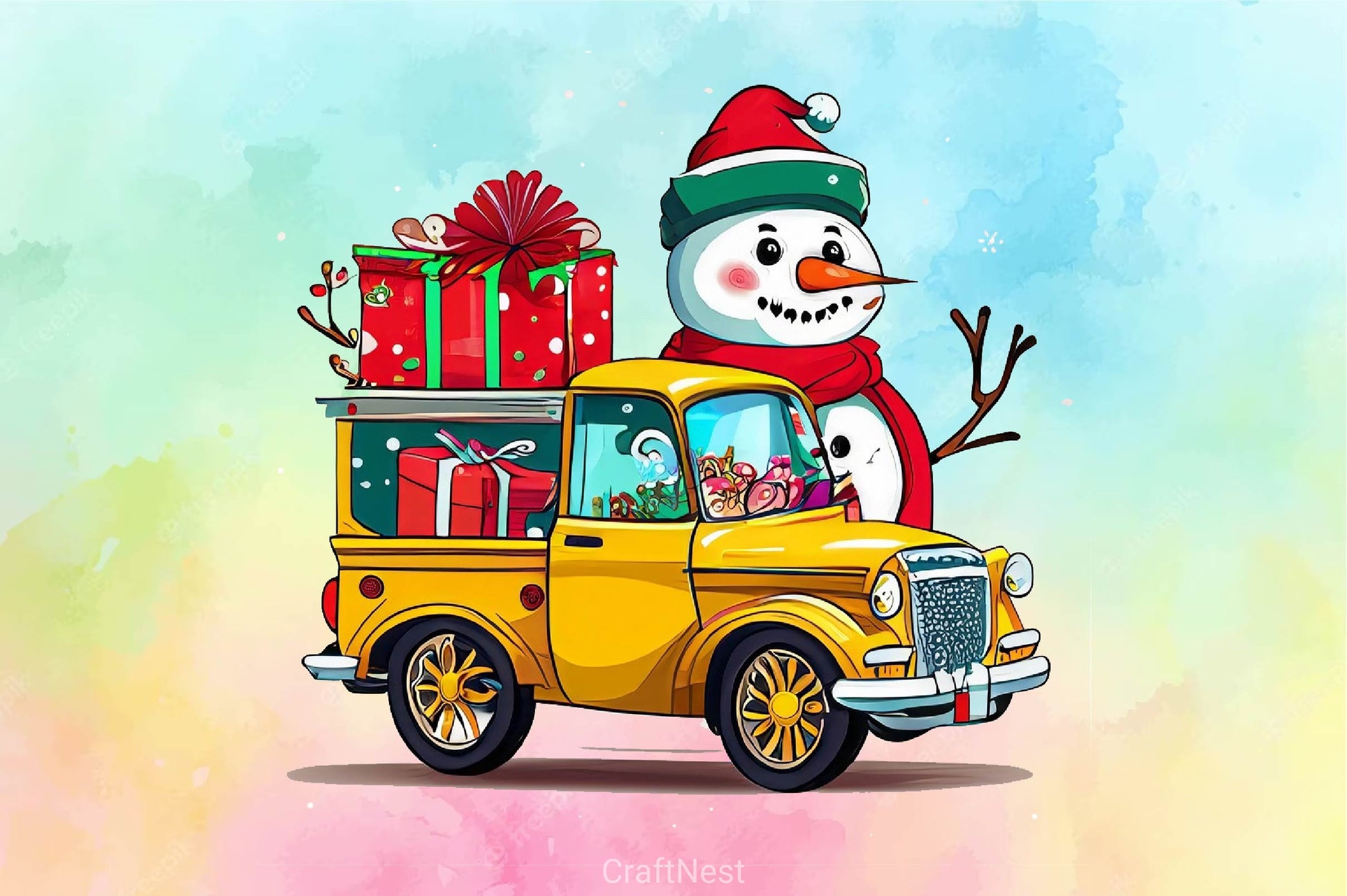 Christmas Driving Gnome Clipart Bundle - CraftNest - Digital Crafting and Art