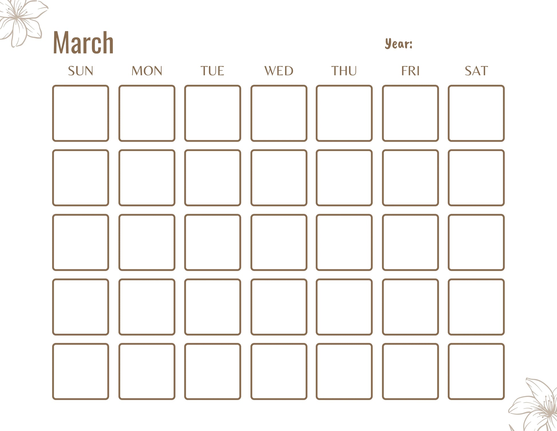 Blank Monthly Calendar KDP Planner - CraftNest - Digital Crafting and Art