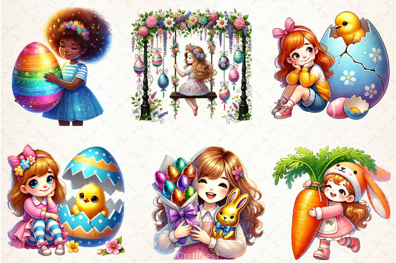 Easter Girl Clipart Bundle - CraftNest - Digital Crafting and Art
