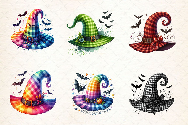 Gingham Witch Hat Halloween Clipart Bundle - CraftNest - Digital Crafting and Art