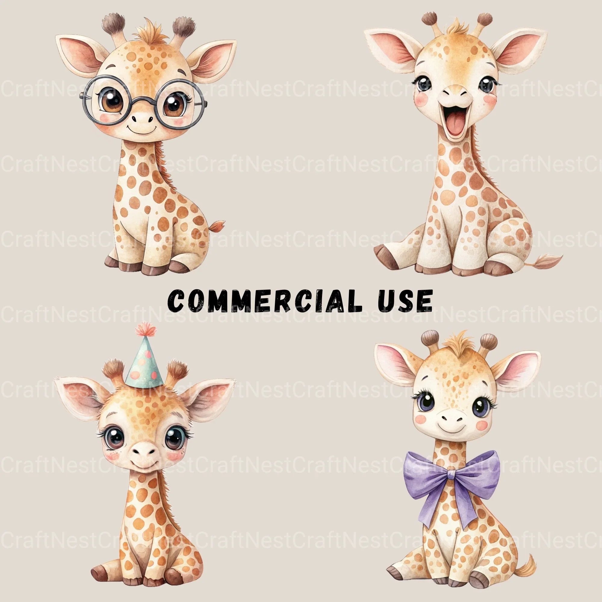 Cute Giraffes Clipart Bundle - CraftNest - Digital Crafting and Art