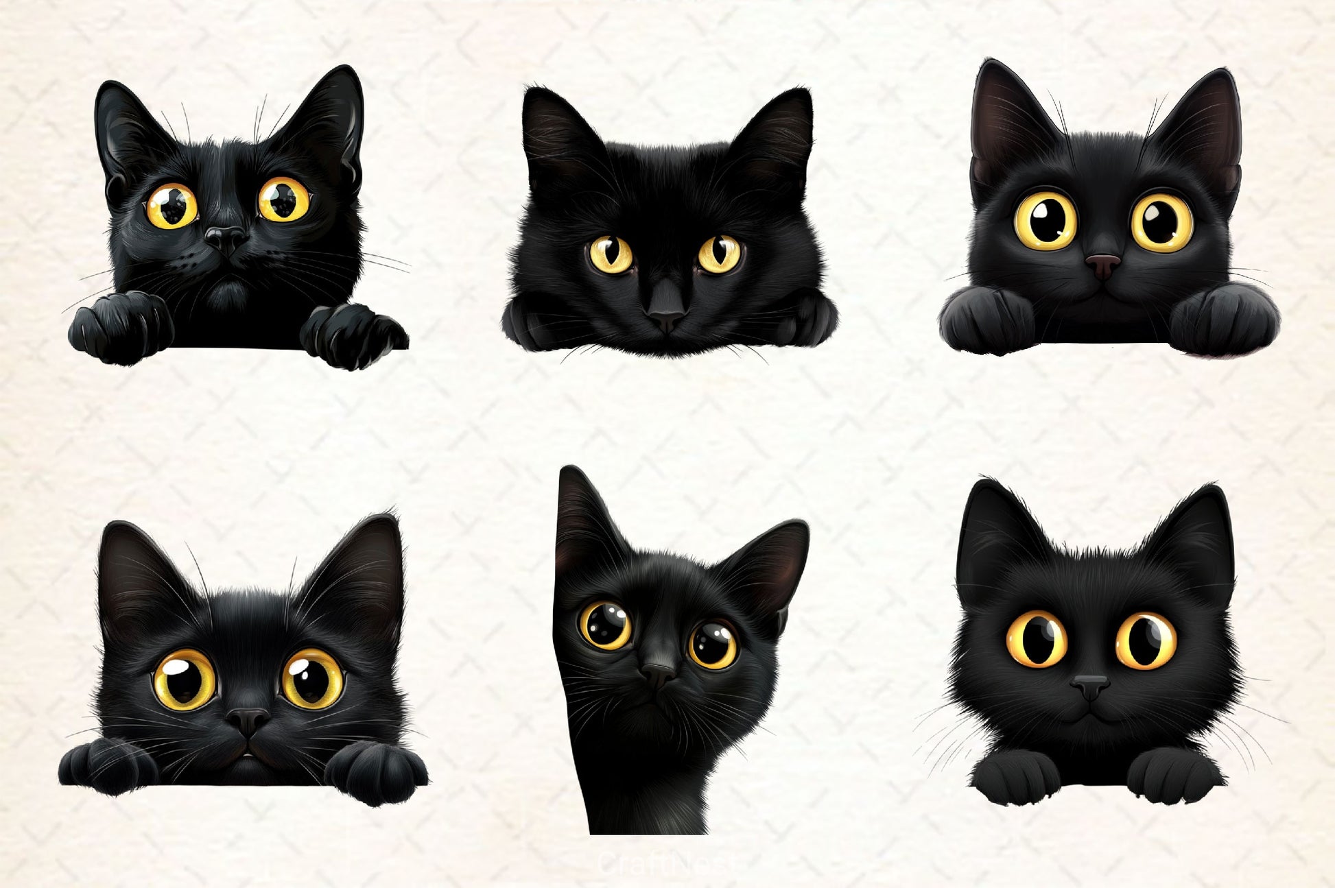 Black Cat Peeking Clipart Bundle 2 - CraftNest - Digital Crafting and Art
