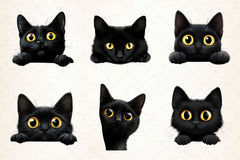 Black Cat Peeking Clipart Bundle 2 - CraftNest - Digital Crafting and Art