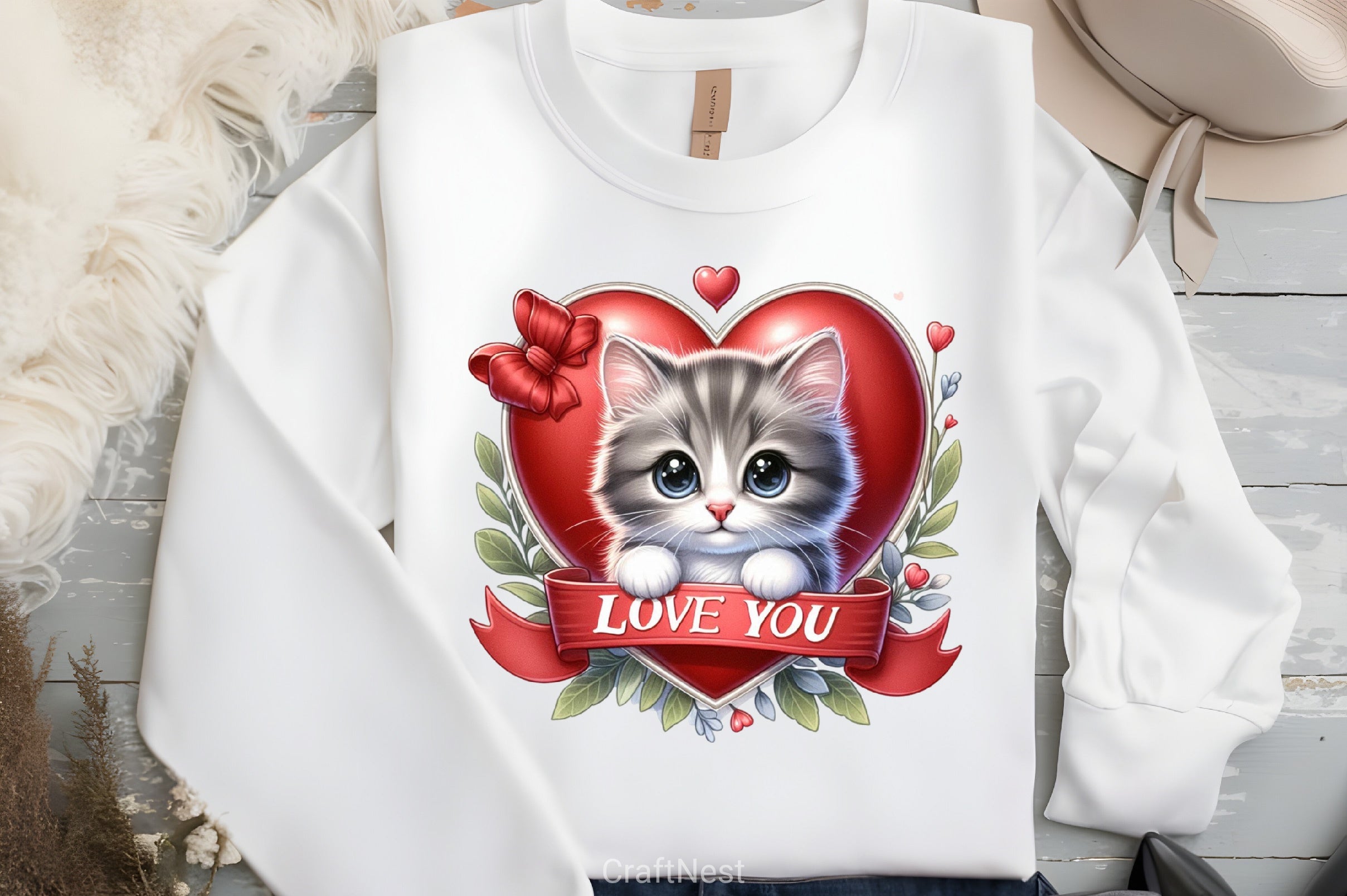 Love You Cat Valentine's Day Clipart Bundle 5 - CraftNest - Digital Crafting and Art