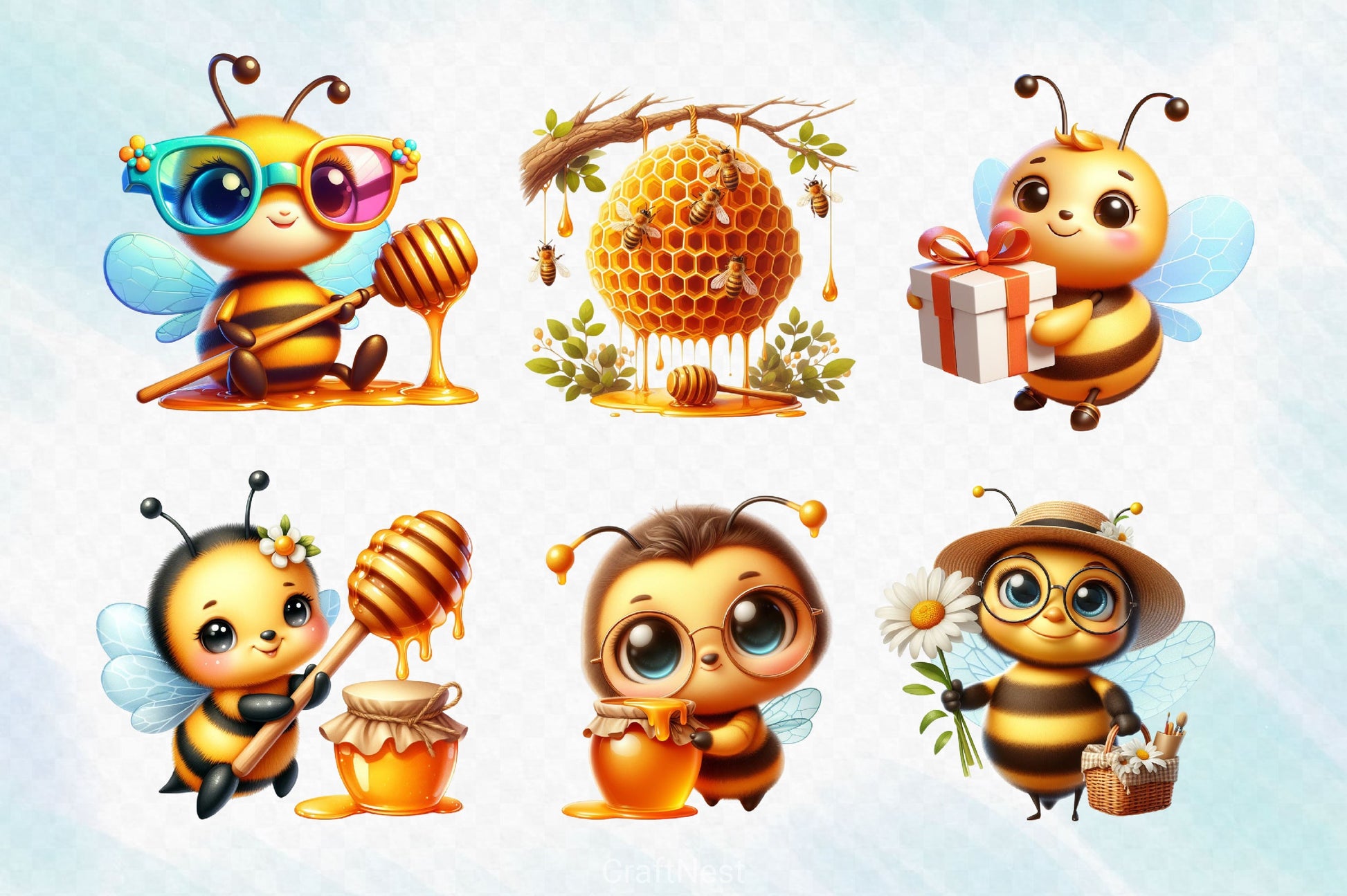 Sweet Honey Bee Clipart Bundle - CraftNest - Digital Crafting and Art