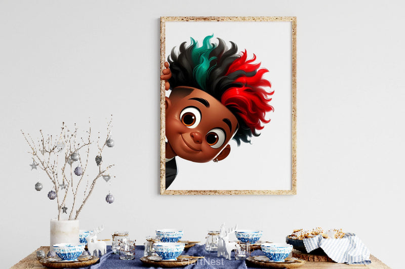 Peeking African American Little Boy Clipart Bundle - CraftNest - Digital Crafting and Art