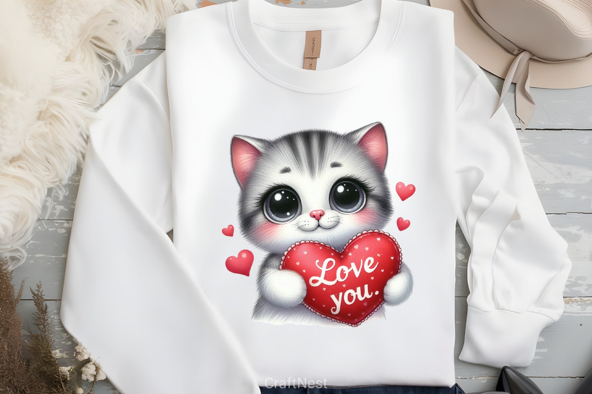 Love You Cat Valentine's Clipart Bundle 4 - CraftNest - Digital Crafting and Art