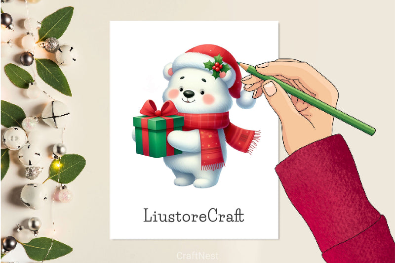 Christmas Polar Bear Clipart Bundle 7 - CraftNest - Digital Crafting and Art