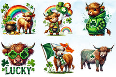 St Patrick's Day Highland Cow Clipart Bundle - CraftNest - Digital Crafting and Art