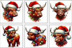 Christmas Highland Cow Clipart Bundle - CraftNest - Digital Crafting and Art