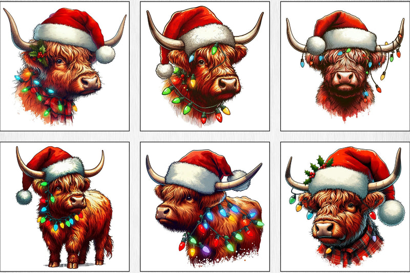 Christmas Highland Cow Clipart Bundle - CraftNest - Digital Crafting and Art