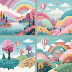 Whimsical Abstract Landscape Clipart Bundle - CraftNest - Digital Crafting and Art