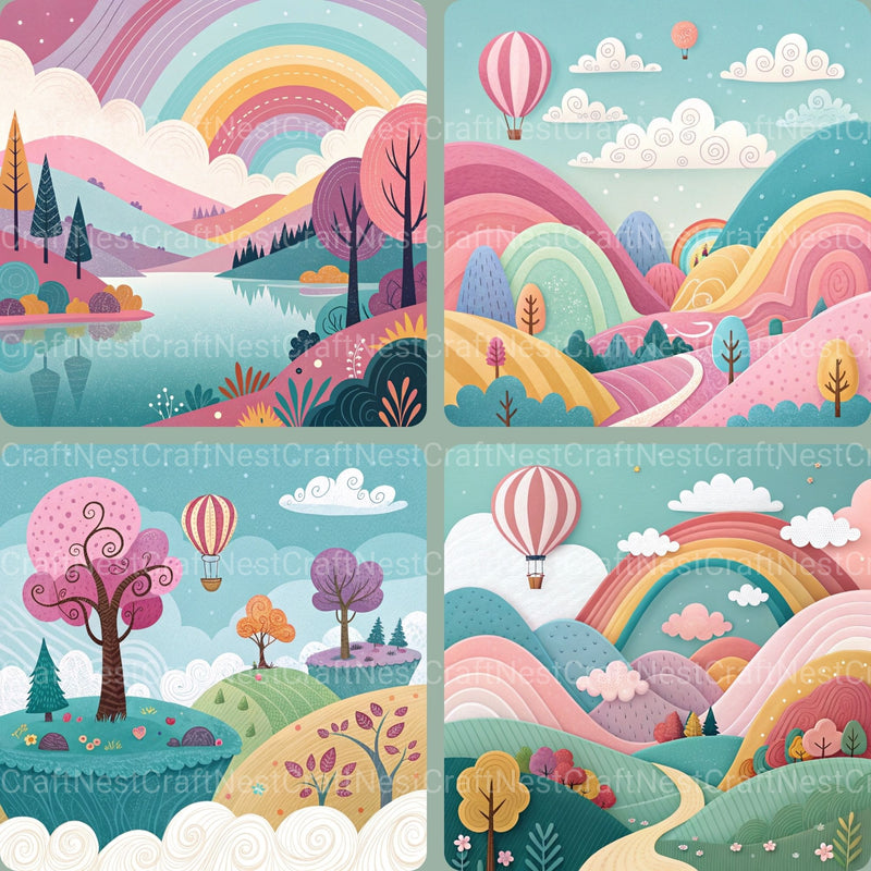 Whimsical Abstract Landscape Clipart Bundle - CraftNest - Digital Crafting and Art