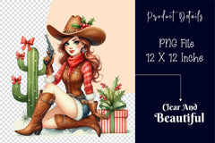Vintage Christmas Cowboy Girls Clipart Bundle - CraftNest - Digital Crafting and Art