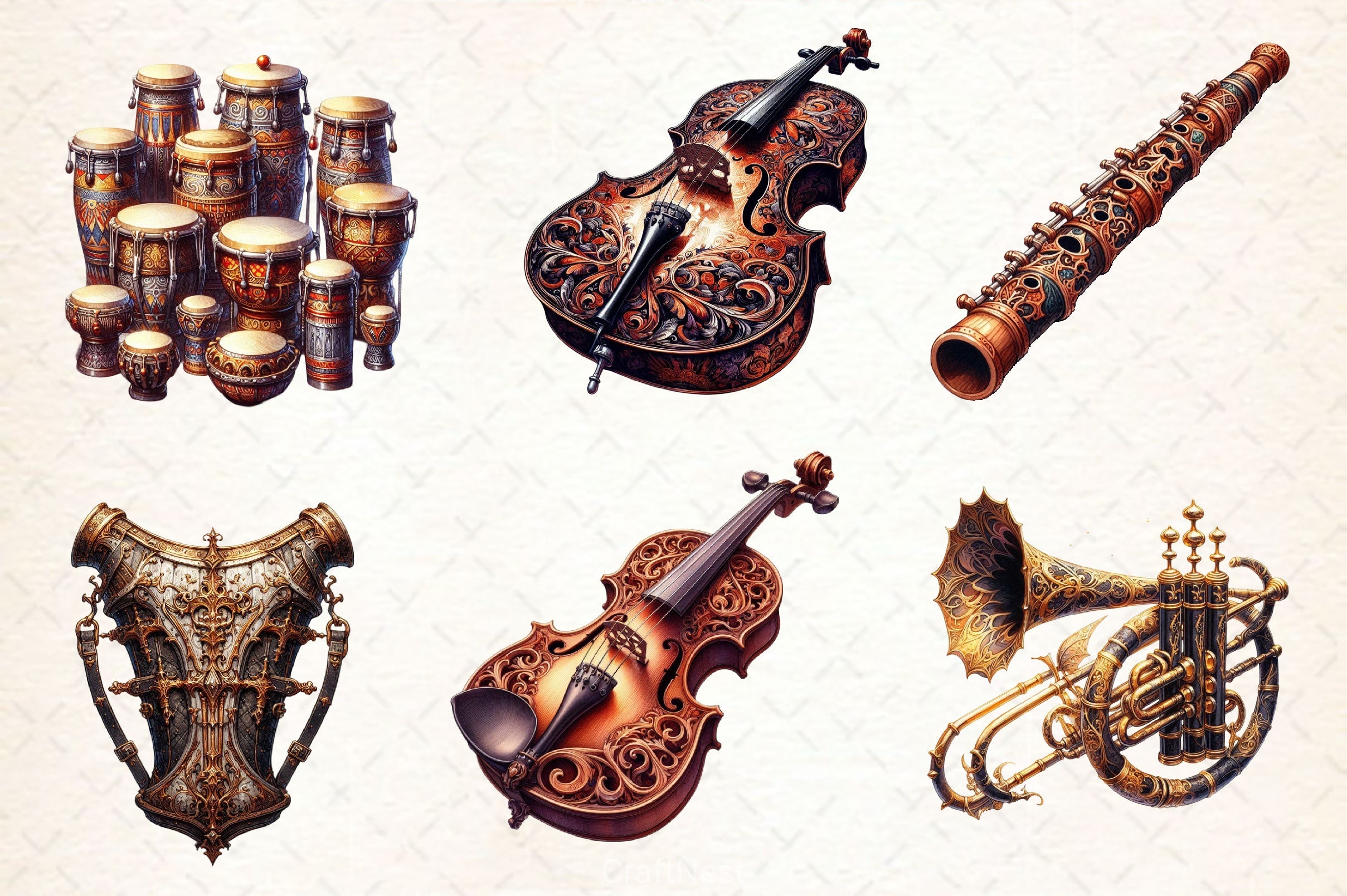 Antique Gothic Instruments Clipart Bundle - CraftNest - Digital Crafting and Art